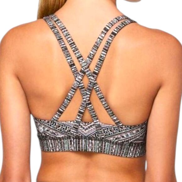 Lululemon Tribal Pace Energy Bra Womens 8 Pink Strappy Wireless Athleisure Gym - Picture 3 of 9